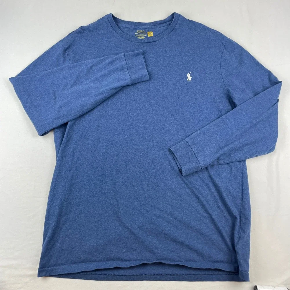 Polo Ralph Lauren Mens XLT Blue Heather Long Sleeve Pony Logo T-Shirt